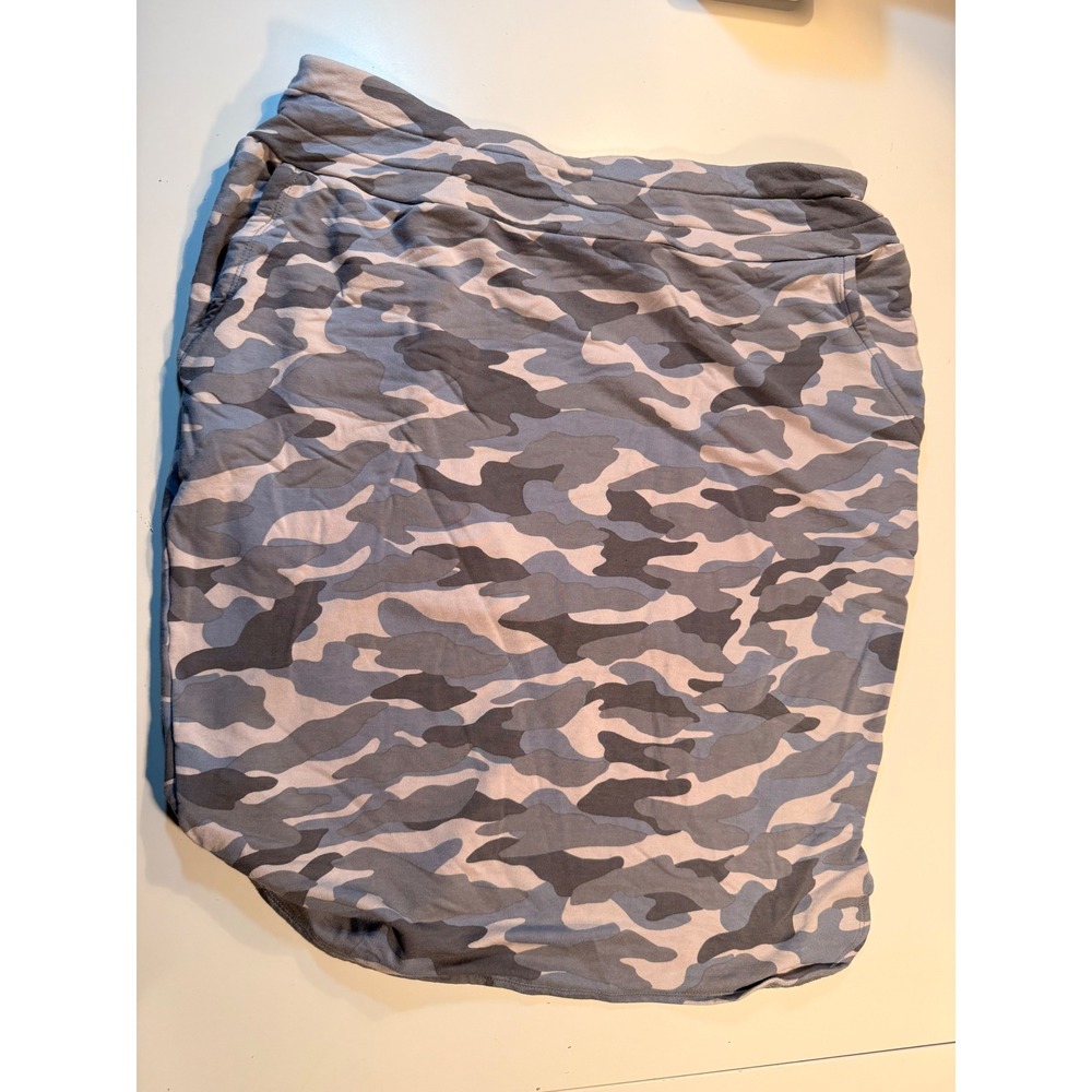 LOGO Lounge Lori Goldstein Camo Print Skirt Blue Grey French Terry Medium